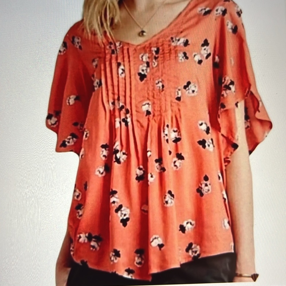 Anthropologie Maeve “Maya” floral flutter sleeve romantic shirt